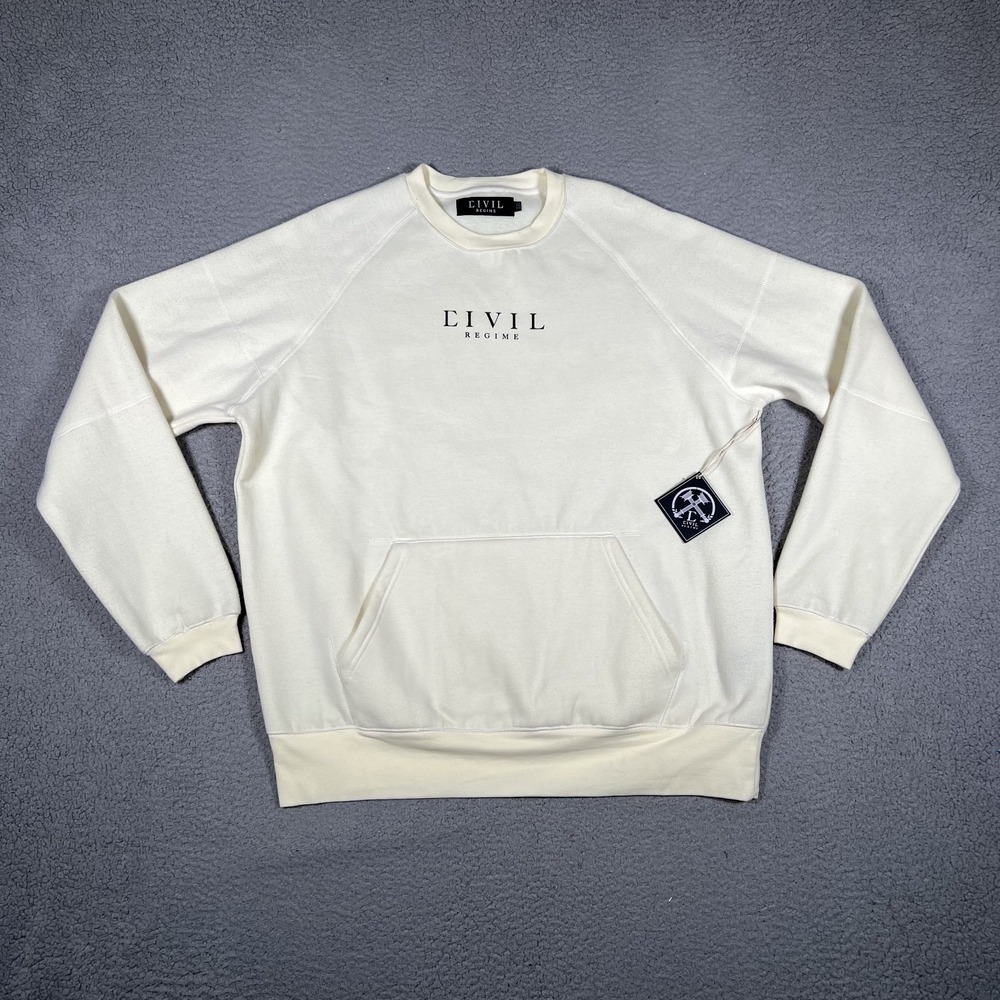 Civil Regime Sweater Mens XXL Beige Pullover Kangaroo Pocket Casual Preppy‎ NWT